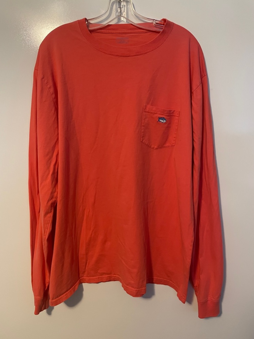 Southern Tide Long Sleeve Embroidered Pocket T-Shirt Hunter Orange Sz XL